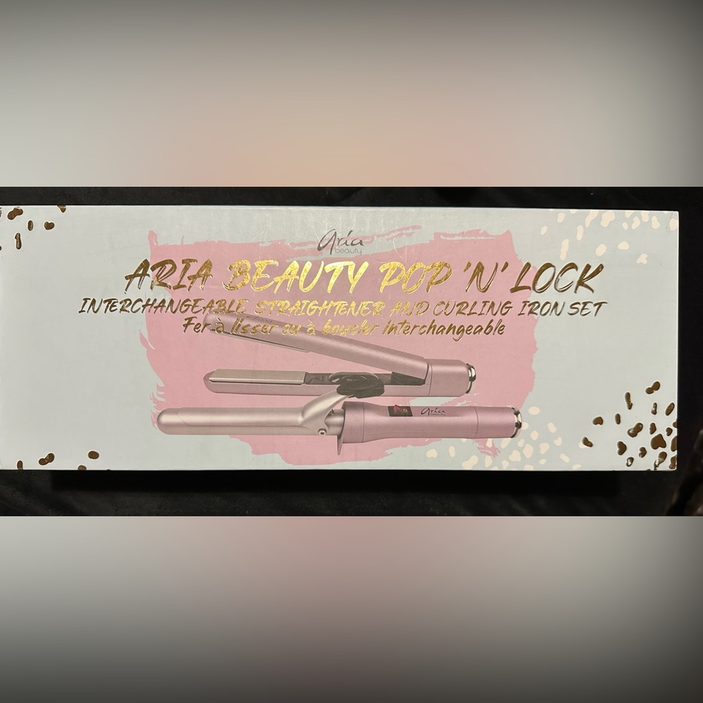Aria Beauty Pop N Lock Interchangeable Straightener and curling iron set.